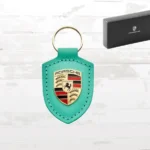 Porsche Keyring Mint Green Leather I 75 Years Driven by Dreams Edition
